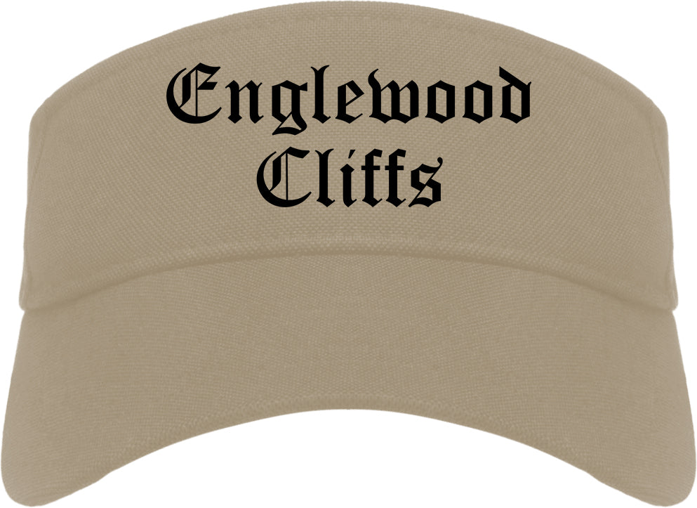 Englewood Cliffs New Jersey NJ Old English Mens Visor Cap Hat Khaki