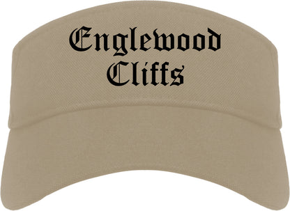 Englewood Cliffs New Jersey NJ Old English Mens Visor Cap Hat Khaki