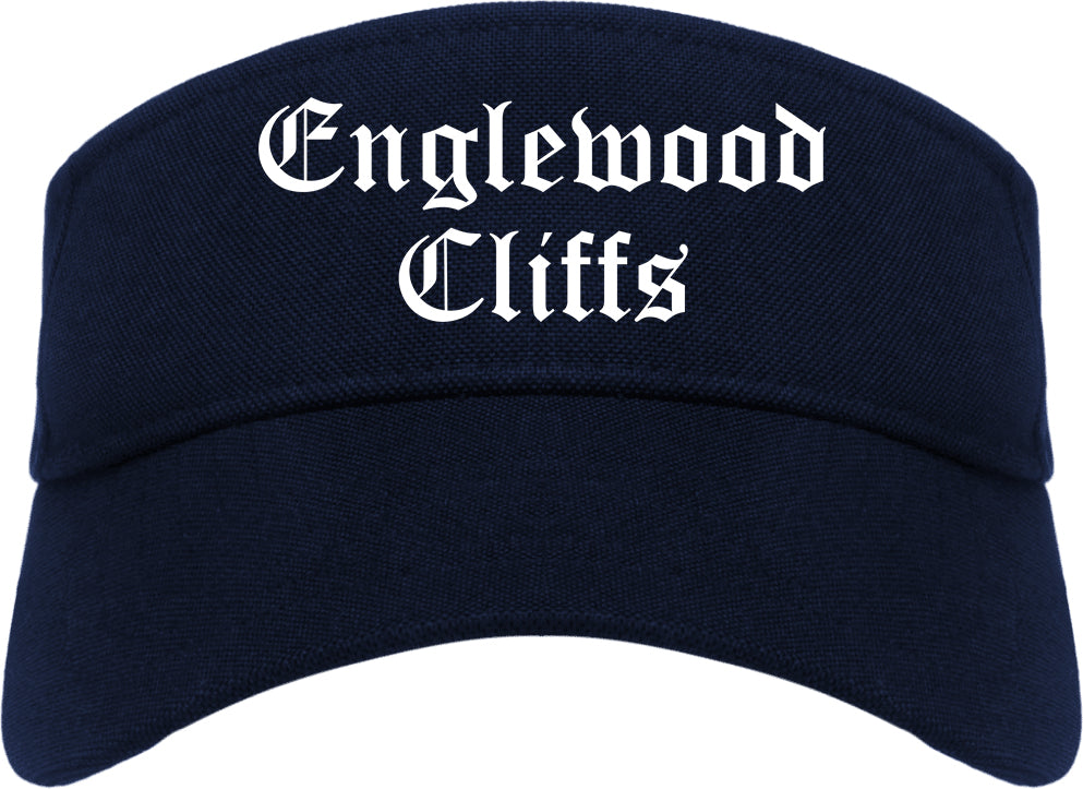 Englewood Cliffs New Jersey NJ Old English Mens Visor Cap Hat Navy Blue