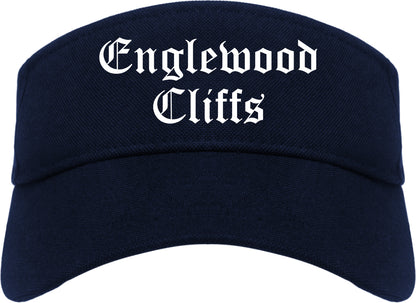 Englewood Cliffs New Jersey NJ Old English Mens Visor Cap Hat Navy Blue