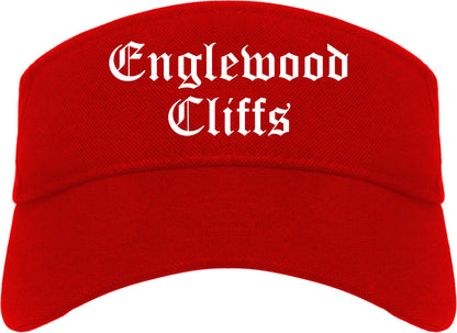 Englewood Cliffs New Jersey NJ Old English Mens Visor Cap Hat Red