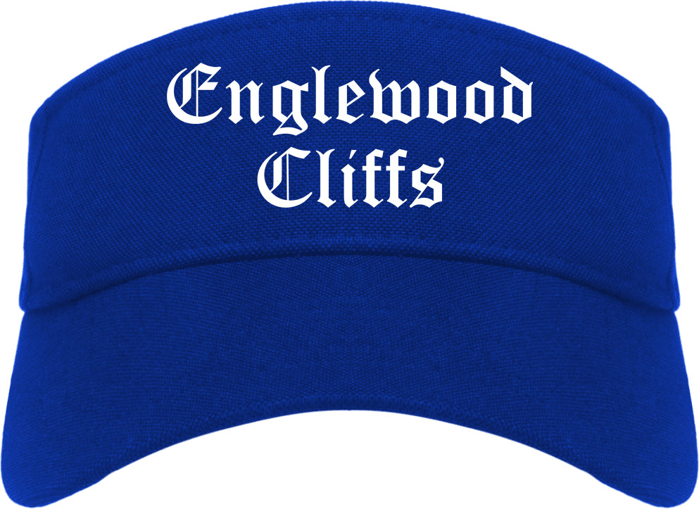 Englewood Cliffs New Jersey NJ Old English Mens Visor Cap Hat Royal Blue