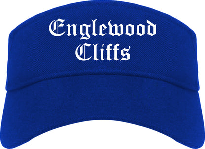 Englewood Cliffs New Jersey NJ Old English Mens Visor Cap Hat Royal Blue