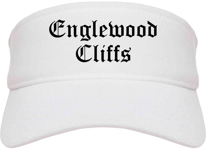 Englewood Cliffs New Jersey NJ Old English Mens Visor Cap Hat White