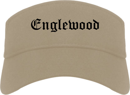 Englewood Colorado CO Old English Mens Visor Cap Hat Khaki