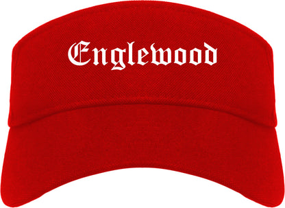 Englewood Colorado CO Old English Mens Visor Cap Hat Red
