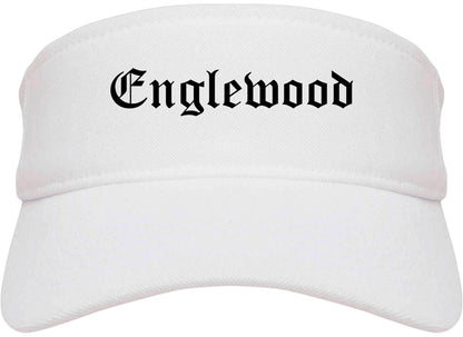 Englewood Colorado CO Old English Mens Visor Cap Hat White