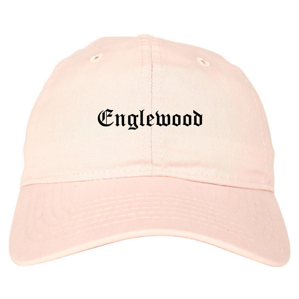 Englewood New Jersey NJ Old English Mens Dad Hat Baseball Cap Pink