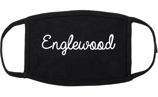 Englewood New Jersey NJ Script Cotton Face Mask Black
