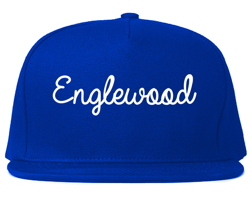 Englewood New Jersey NJ Script Mens Snapback Hat Royal Blue