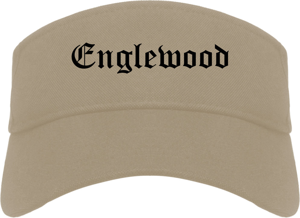 Englewood New Jersey NJ Old English Mens Visor Cap Hat Khaki