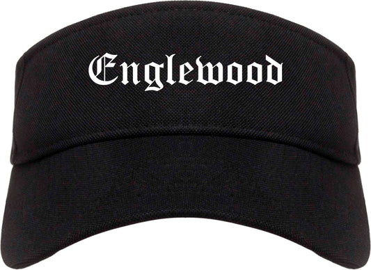Englewood Ohio OH Old English Mens Visor Cap Hat Black