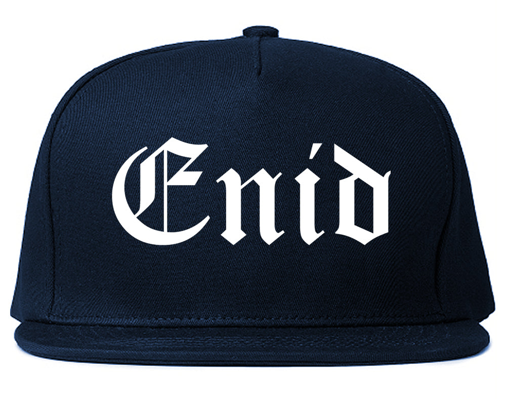 Enid Oklahoma OK Old English Mens Snapback Hat Navy Blue