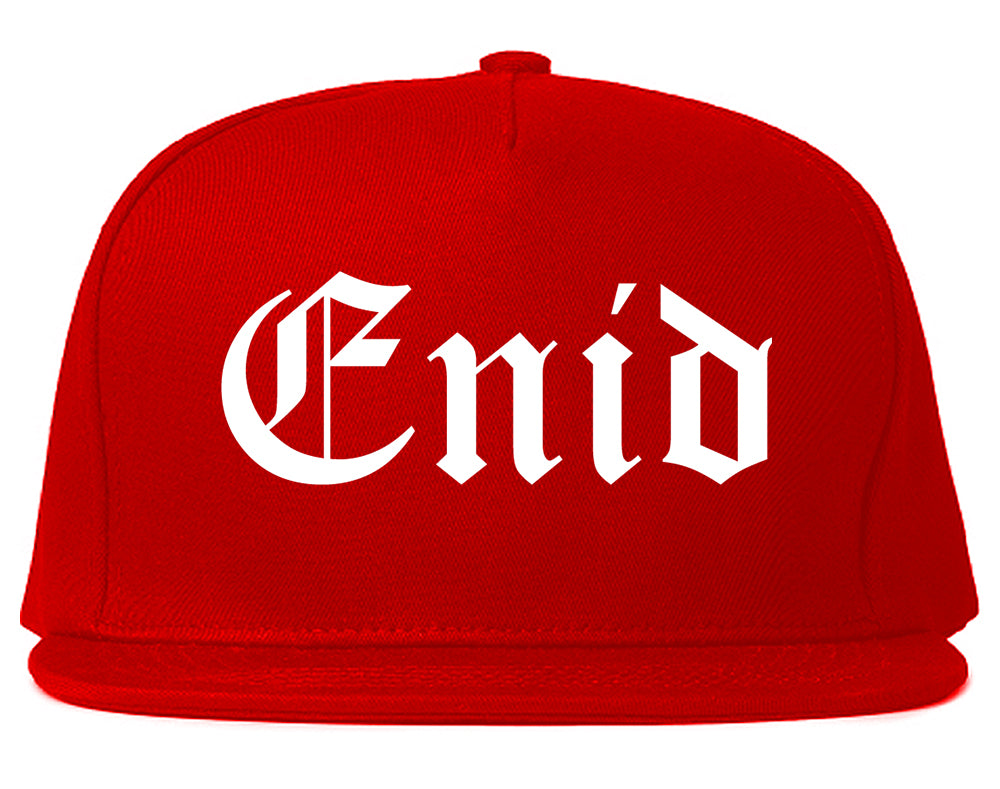 Enid Oklahoma OK Old English Mens Snapback Hat Red