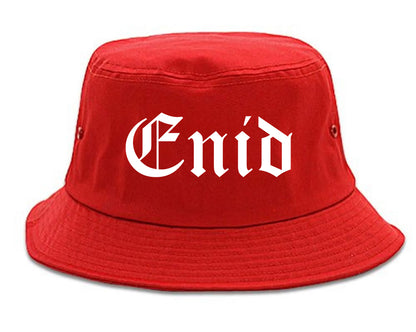 Enid Oklahoma OK Old English Mens Bucket Hat Red