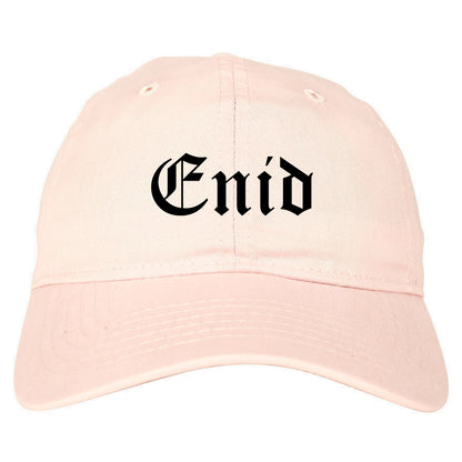 Enid Oklahoma OK Old English Mens Dad Hat Baseball Cap Pink