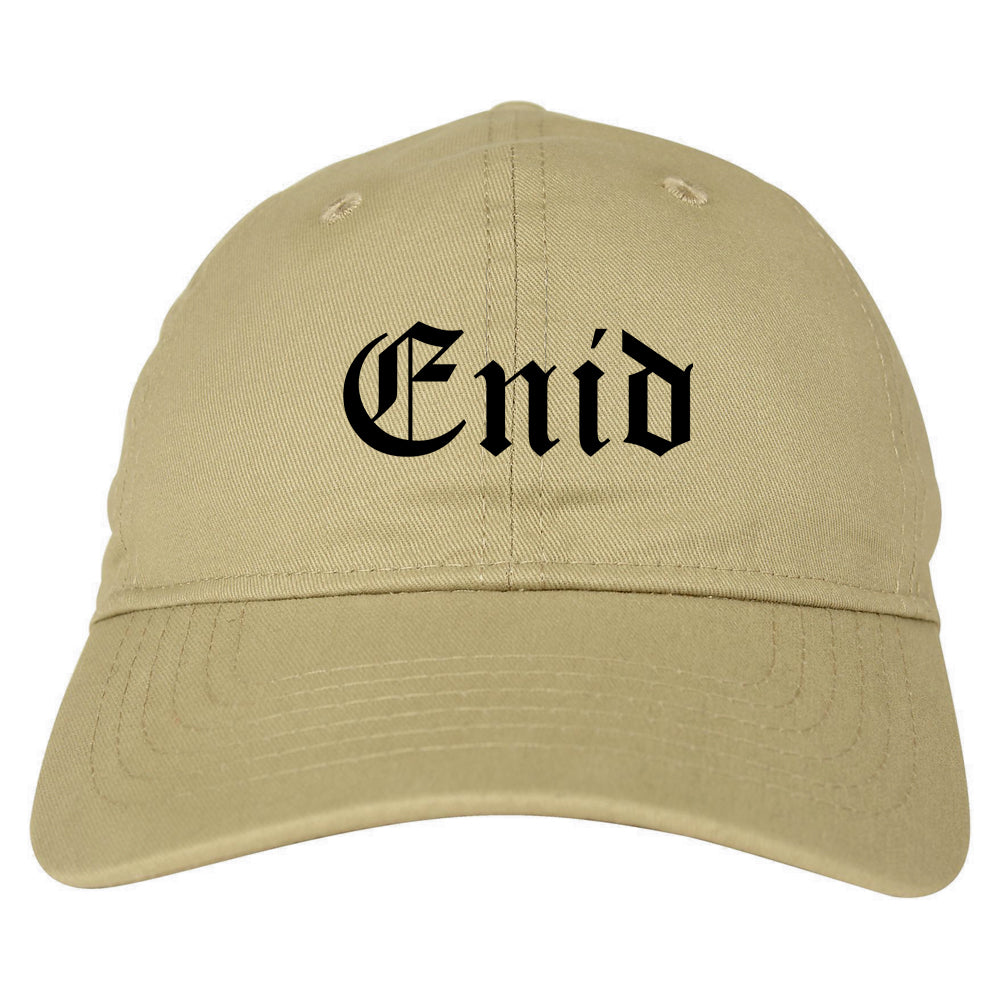Enid Oklahoma OK Old English Mens Dad Hat Baseball Cap Tan