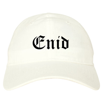 Enid Oklahoma OK Old English Mens Dad Hat Baseball Cap White