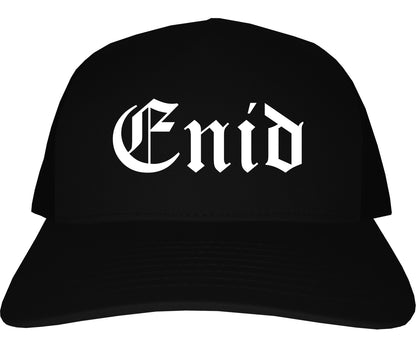 Enid Oklahoma OK Old English Mens Trucker Hat Cap Black