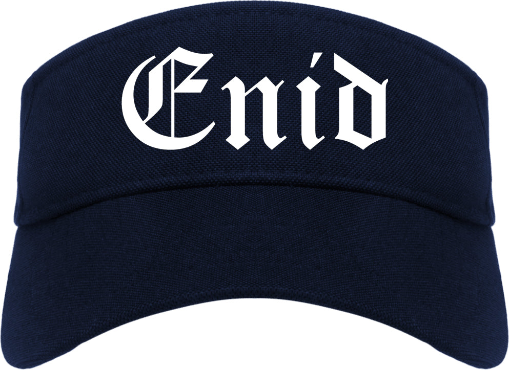 Enid Oklahoma OK Old English Mens Visor Cap Hat Navy Blue