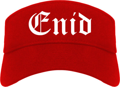 Enid Oklahoma OK Old English Mens Visor Cap Hat Red
