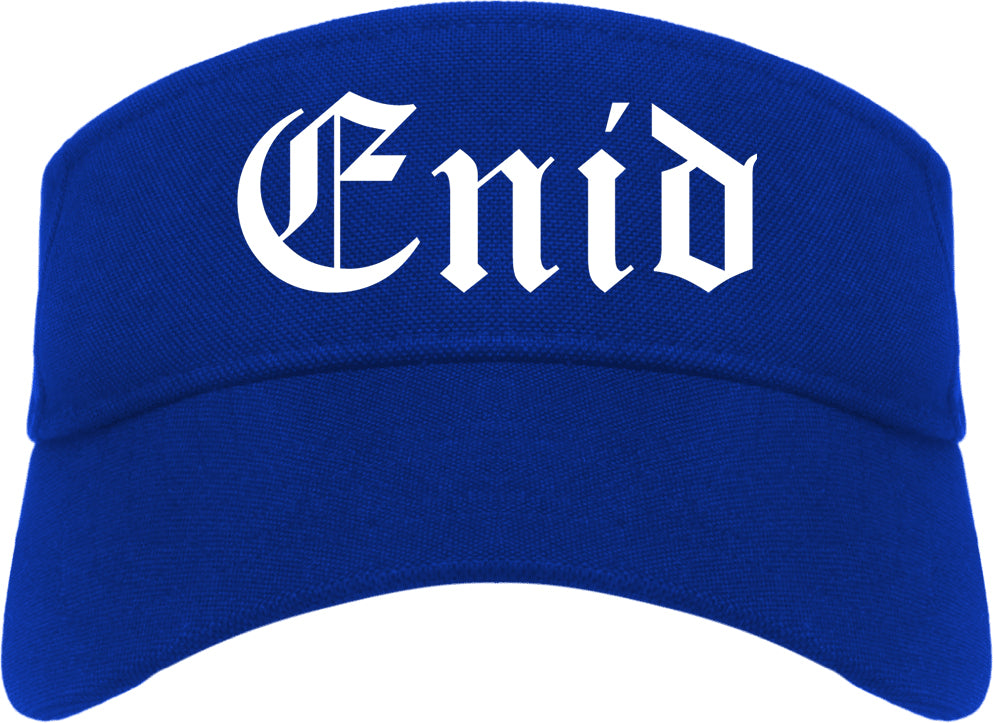 Enid Oklahoma OK Old English Mens Visor Cap Hat Royal Blue