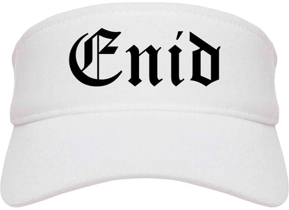 Enid Oklahoma OK Old English Mens Visor Cap Hat White