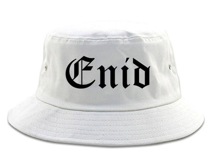 Enid Oklahoma OK Old English Mens Bucket Hat White