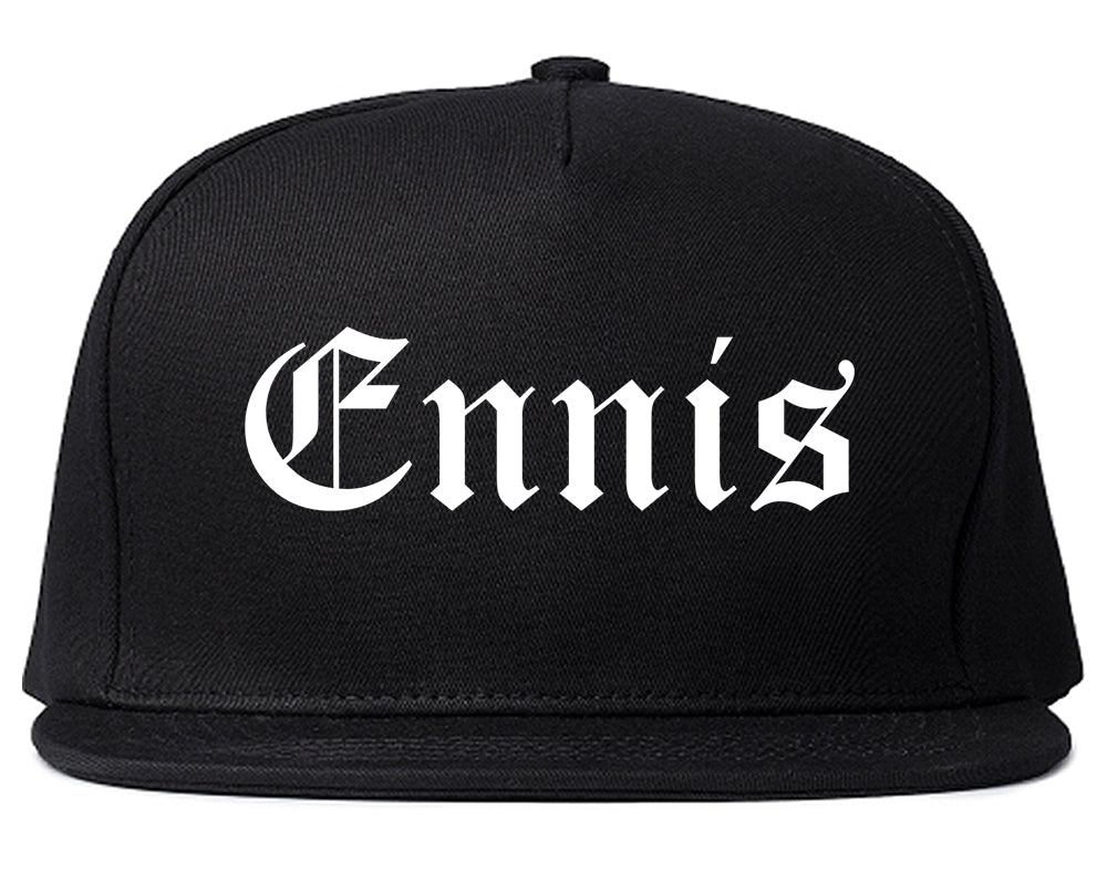 Ennis Texas TX Old English Mens Snapback Hat Black
