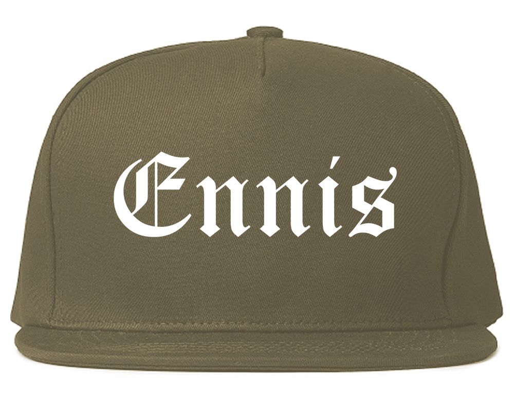 Ennis Texas TX Old English Mens Snapback Hat Grey