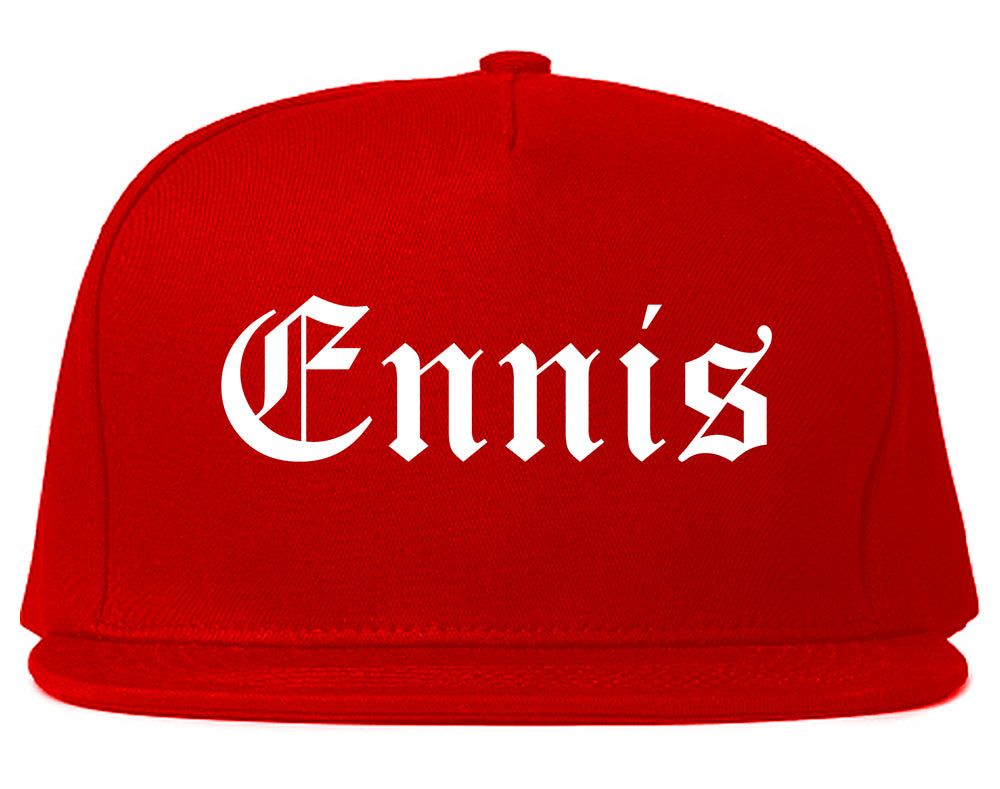 Ennis Texas TX Old English Mens Snapback Hat Red