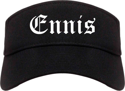 Ennis Texas TX Old English Mens Visor Cap Hat Black