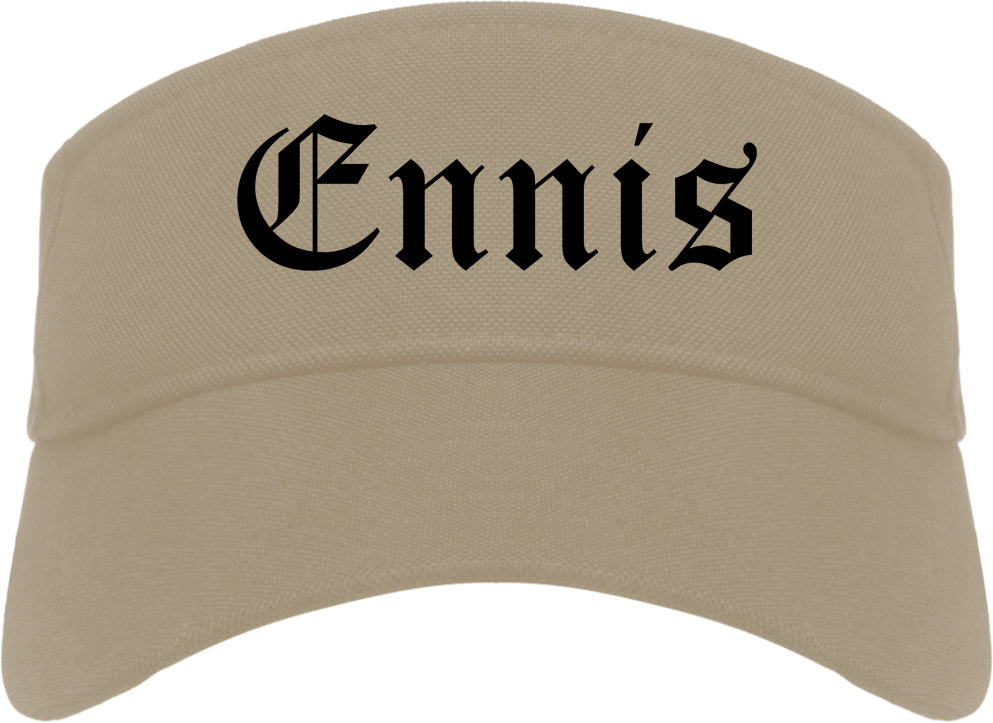 Ennis Texas TX Old English Mens Visor Cap Hat Khaki