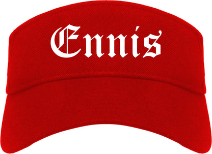 Ennis Texas TX Old English Mens Visor Cap Hat Red