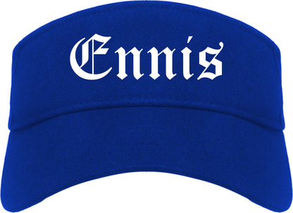 Ennis Texas TX Old English Mens Visor Cap Hat Royal Blue