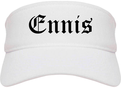 Ennis Texas TX Old English Mens Visor Cap Hat White
