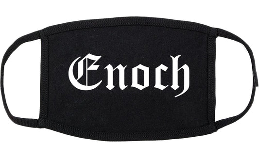Enoch Utah UT Old English Cotton Face Mask Black