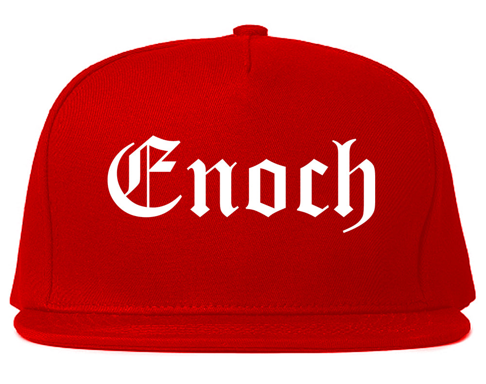 Enoch Utah UT Old English Mens Snapback Hat Red