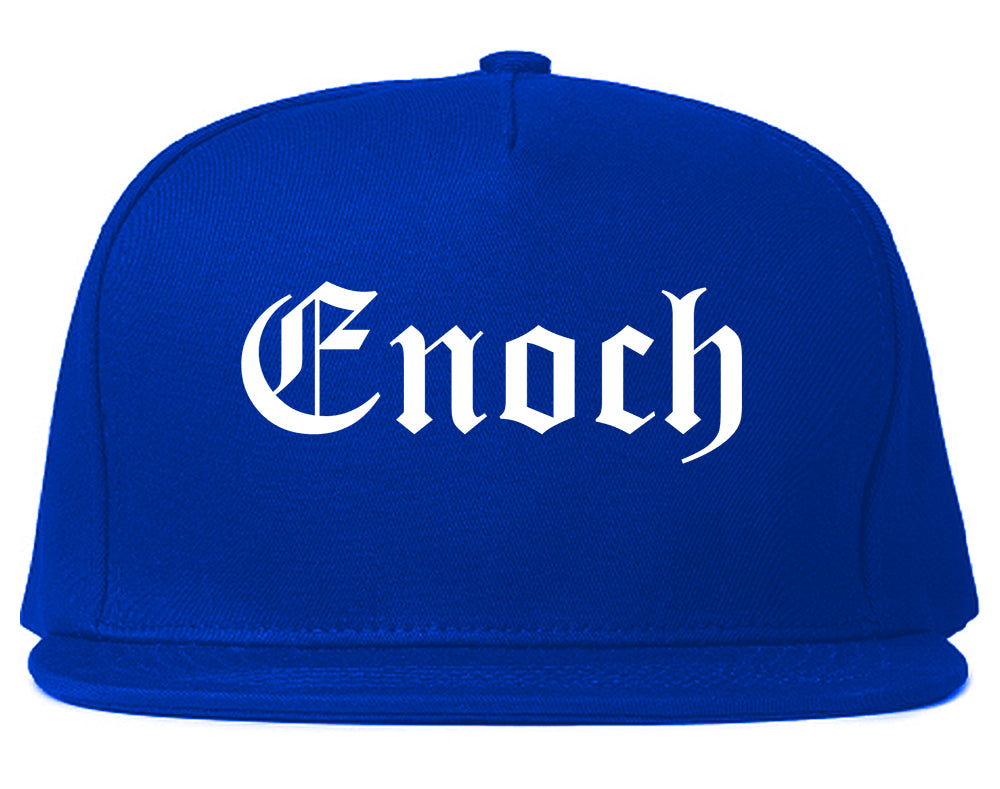 Enoch Utah UT Old English Mens Snapback Hat Royal Blue
