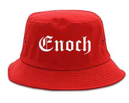 Enoch Utah UT Old English Mens Bucket Hat Red