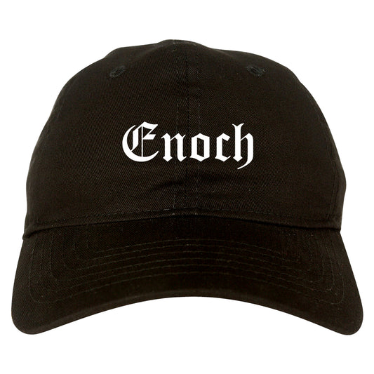 Enoch Utah UT Old English Mens Dad Hat Baseball Cap Black