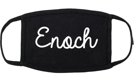 Enoch Utah UT Script Cotton Face Mask Black