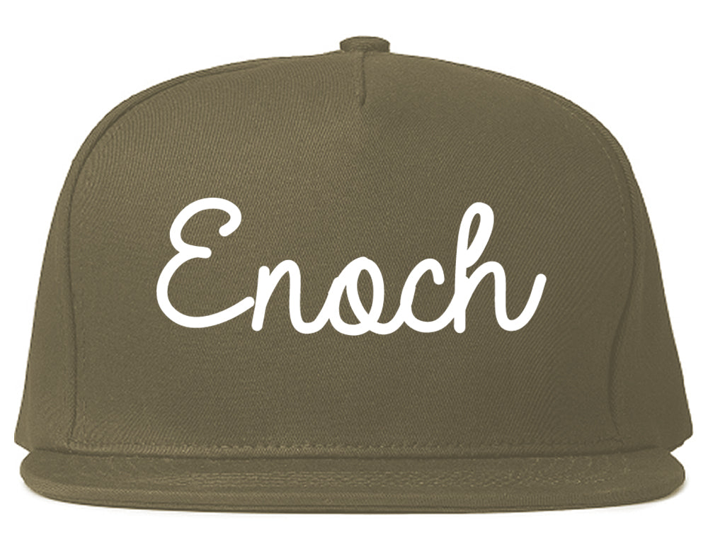 Enoch Utah UT Script Mens Snapback Hat Grey