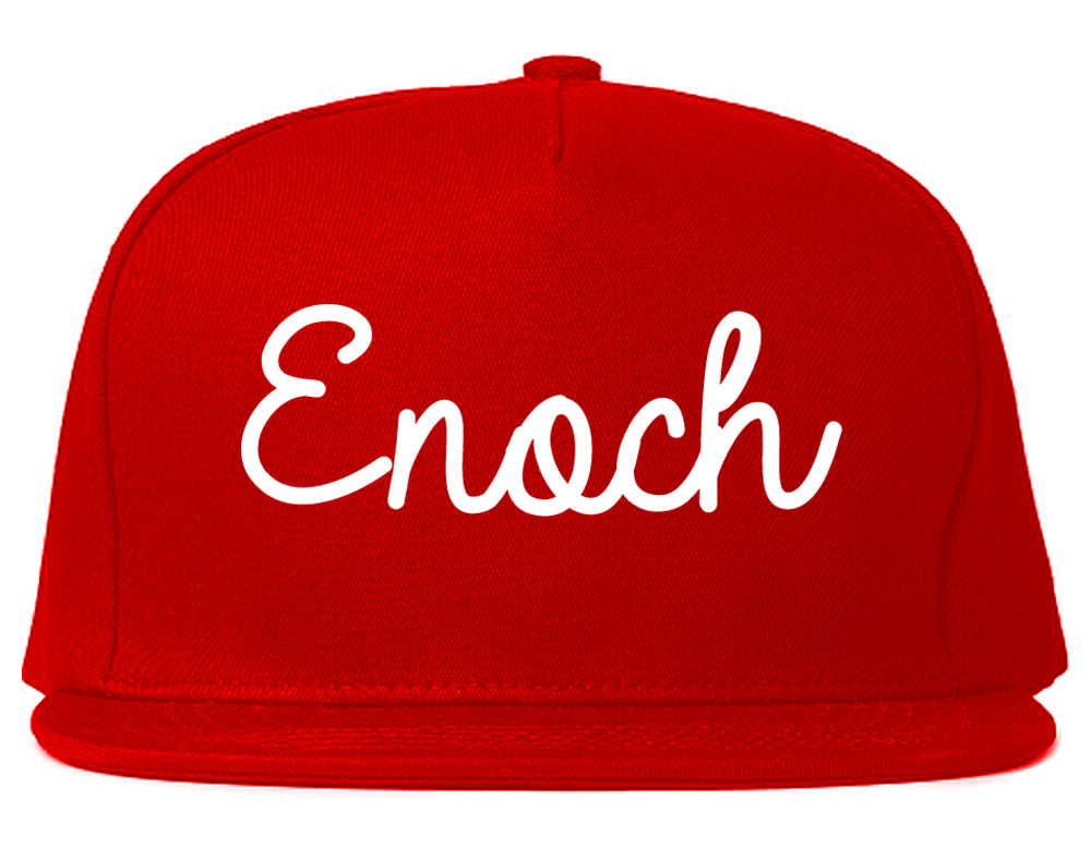 Enoch Utah UT Script Mens Snapback Hat Red