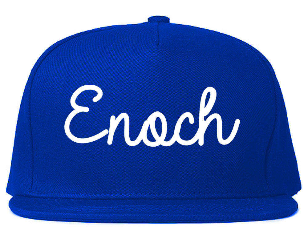 Enoch Utah UT Script Mens Snapback Hat Royal Blue