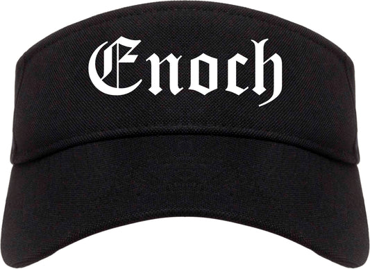 Enoch Utah UT Old English Mens Visor Cap Hat Black