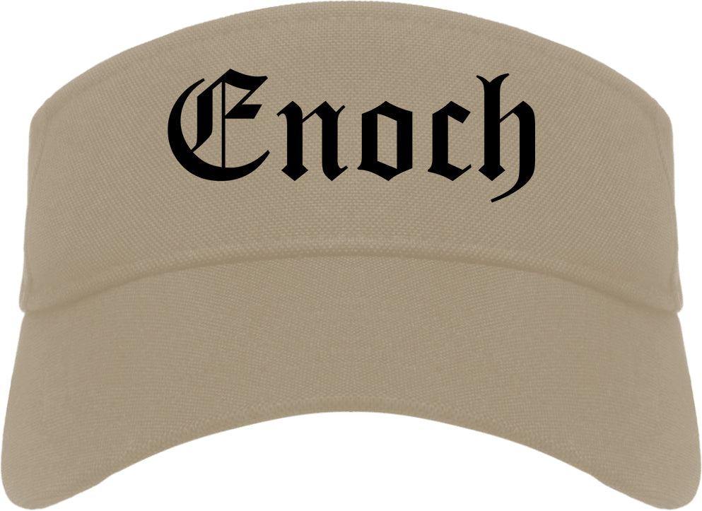 Enoch Utah UT Old English Mens Visor Cap Hat Khaki