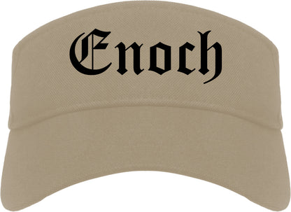 Enoch Utah UT Old English Mens Visor Cap Hat Khaki