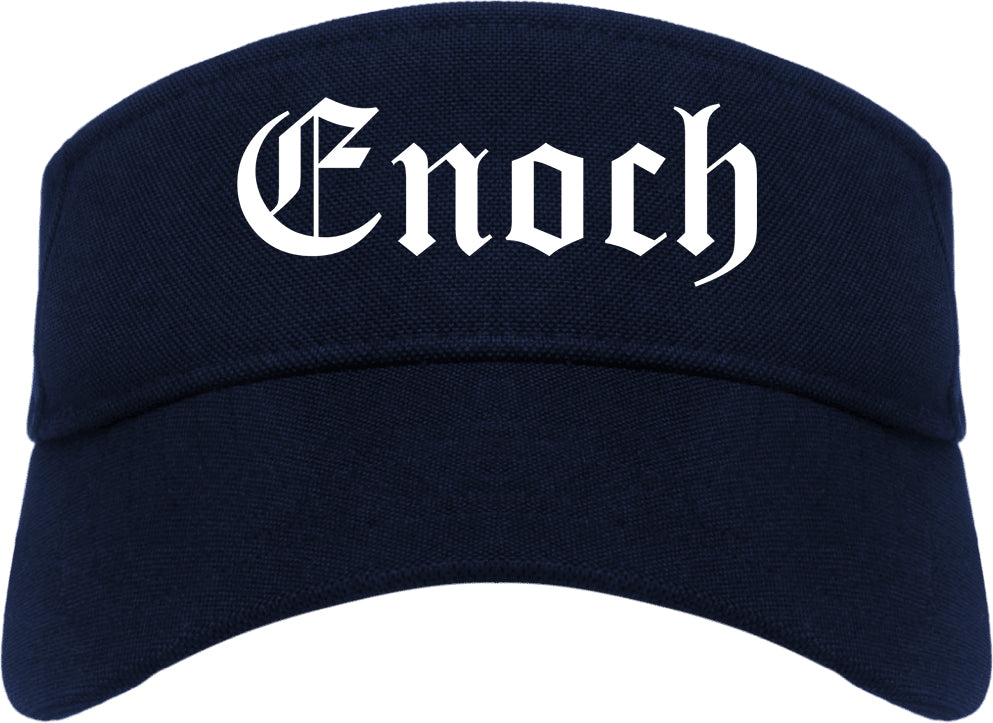 Enoch Utah UT Old English Mens Visor Cap Hat Navy Blue