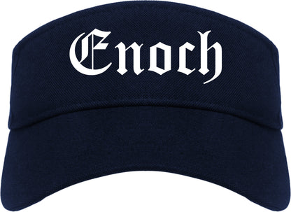 Enoch Utah UT Old English Mens Visor Cap Hat Navy Blue